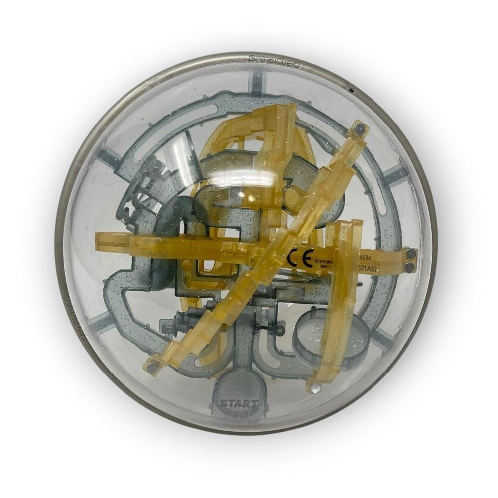Perplexus Rookie 3D Maze Puzzle Ball Game Spin Master 2013 Gray Gold Preowned